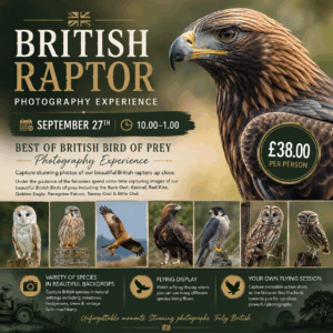British Raptor Photography Experience - September 27th 10.00-1.00